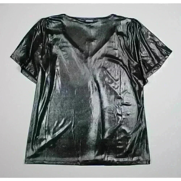 NEW! MICHAEL Michael Kors Women's S V-neck Flutter Sleeve Top MSRP $98 - Picture 2 of 3